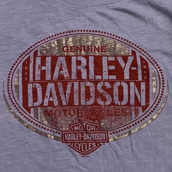 Harley-Davidson Graphic Printed Heathered Periwinkle Blue Killer Creek Roswell S - Picture 12 of 16